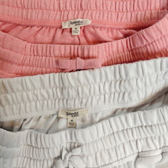 Splendid Eco Soft Pink & White 2 Piece Short Lounge Set Size M NEW - Picture 3 of 4